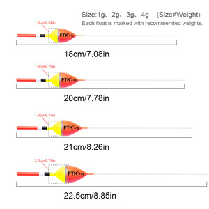 Ensemble de flotteurs de pêche <span class=keywords><strong>FTK</strong></span> 5 pièces en bois 2g 3g 4g 5g pour la pêche à la carpe, accessoires de pêche - Product Image 2