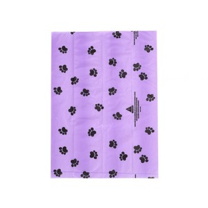 Sacs à déjections pour animaux de compagnie Purple Paw Print, sacs à déjections pour chiens jetables épaissis, matériau HDPE, origine Yiwu - Product Image 1