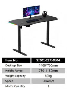 طاولة ألعاب قابلة للتعديل كهربائيًا مع شريط إضاءة LED RGB وسطح من ألياف الكربون وشحن لاسلكي وتصميم مريح للوقوف - Product Image 6