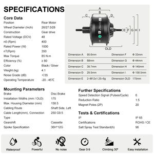 Pour <span class=keywords><strong>BAFANG</strong></span> 48V 750W <span class=keywords><strong>1000W</strong></span> <span class=keywords><strong>moteur</strong></span> de vélo électrique unique 20 pouces 26 pouces gros pneu <span class=keywords><strong>moteur</strong></span> moyeu 175MM abandon Brushless motoréducteur - Product Image 4