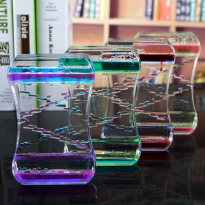 Horloge à sable créative en acrylique avec gouttes d'<span class=keywords><strong>huile</strong></span> liquide, design Art Déco écologique, ornements pour la maison et décoration de bureau, cadeau promotionnel - Product Image 2