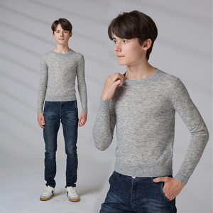 Pull en laine d'alpaga pour adolescents et hommes, fabriqué par ODM, col rond, manches longues - Product Image 1