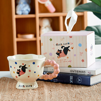 Mug d'anniversaire personnalisable en céramique pour enfants avec couvercle perlé et cuillère, style chinois, sérigraphie, logo personnalisé, faible MOQ, direct usine