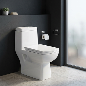 WC monobloc en céramique à double chasse d'eau, à poser au sol, avec réservoir encastré, pour usage domestique et commercial - Product Image 3