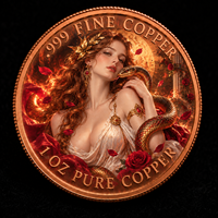 Pièce de monnaie personnalisée OEM en cuivre pur .999 de 1 oz, ronde, avec calendrier aztèque et déesse maya, imprimée UV et gaufrée Quetzalcoatl, vente en gros