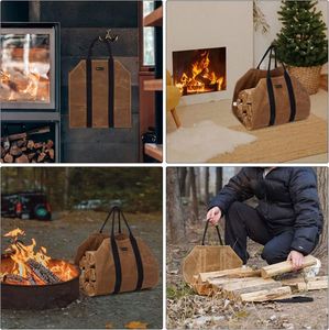 Échantillon gratuit : Grand sac de transport robuste pour bûches, fabriqué en usine, pour cheminées, accessoires de poêle à bois et sacs de rangement - Product Image 4