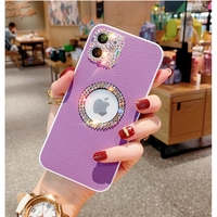 Vente en gros pas cher pour iPhone 13 12 14 15 Pro Max Luxe Bling Joli Diamant PU Cuir Couverture Arrière TPU Fille Mobile Phone Case