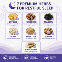 OEM | Thé de sommeil ODM sous marque privée, 7 herbes : graines de jujube, lys, Poria, mûre, longane, igname chinoise, pour le bien-être, emballage personnalisé