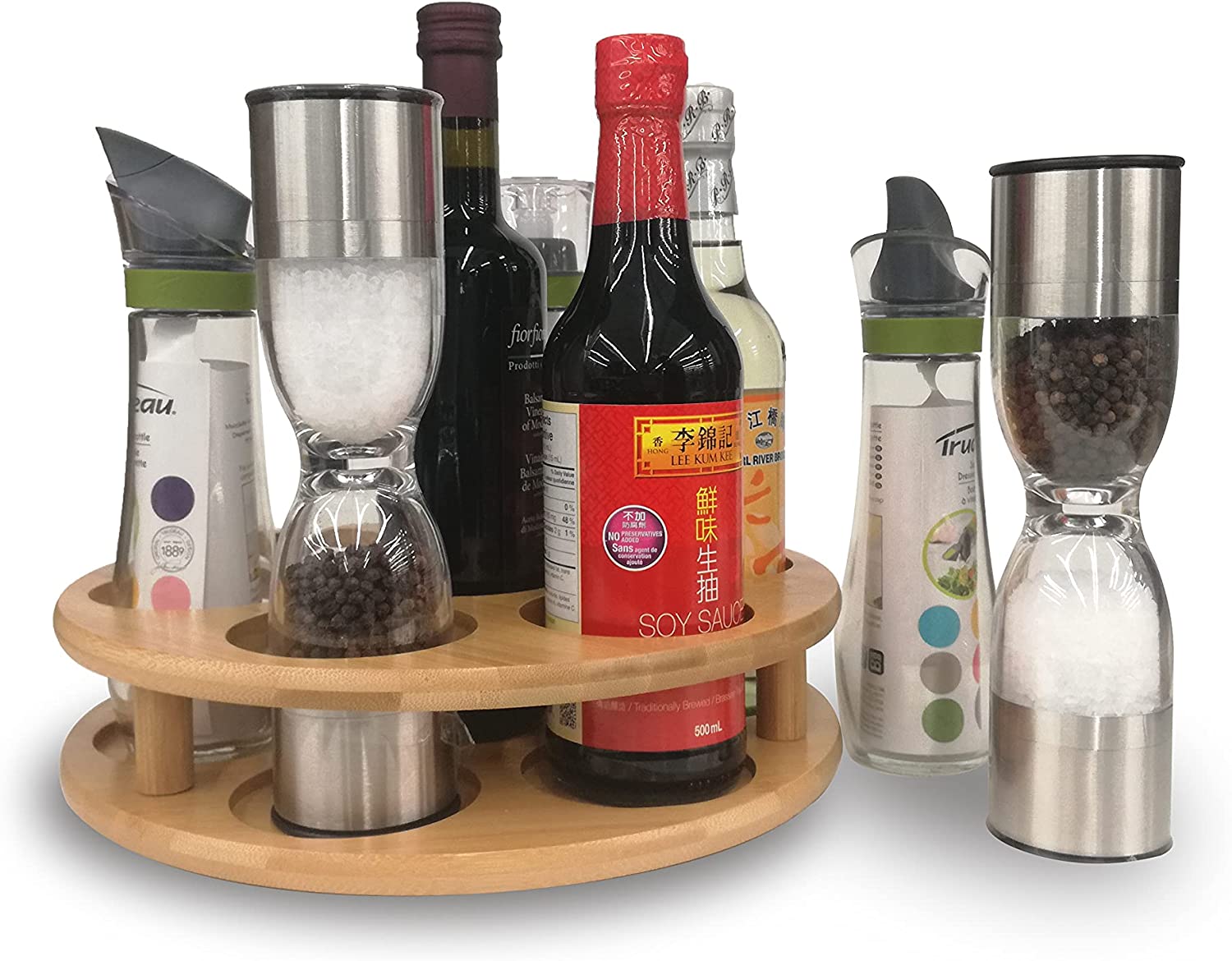 Вращающийся столешница, настольный шкаф, Бамбуковая Винная стойка, органайзер для хранения вина