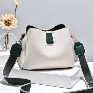 An Ru Shi Bucket <b>Bag</b> Textured <b>Mini</b> Women's <b>Bag</b> Small White With Orange Red And <b>Black</b> Shoulder Crossbody <b>Bag</b> - Product Image 2