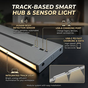 Multiprise modulaire compatible multi-<span class=keywords><strong>pays</strong></span> avec bande lumineuse à induction infrarouge intégrée, ports de charge USB-A et USB-C, puissance 8000W - Product Image 2
