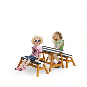 Table de pique-nique pour enfants en bois rectangulaire durable 2 places Meubles d'extérieur pour enfants - Product Image 1