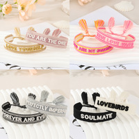 Bracelet à breloques à la mode nouveau style personnalisé unisexe Bracelet tissé à lettres brodées tridimensionnelles transfrontalières