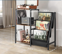 Support de Présentation 3 Niveaux en Métal et Bois pour CD, Vinyles, Livres, Magazines et Albums – Personnalisable en Usine