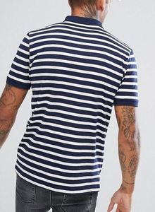 T-shirt Premium Anti-rides en Sergé Teint en Fil 100% Coton à Col Montant, Manches Courtes, Coupe Droite, Couleur Unie avec Motif Rayé - Product Image 6