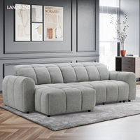 Canapé d'angle moderne en forme de L avec revêtement en tissu, design pliable coulissant, canapé-lit électrique pour hôtel et salon