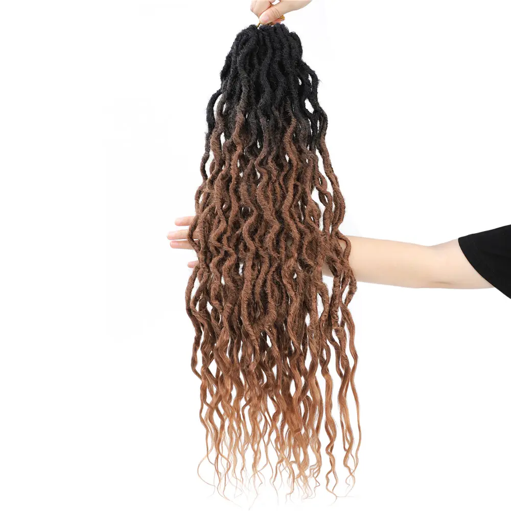 Goddess Locs Crochet Hair Wavy Faux Locs with Curly Ends Synthetic Braiding Hair Extension for Women Lightweight Dreadlocks