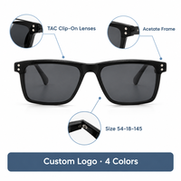Lunettes de soleil à clipser TAC, monture en acétate, vente en gros personnalisée 54 18 145