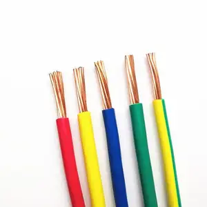 Cabo de eletricidade de cobre isolado, único cabo de pvc de núcleo 1.5mm 2.5mm 4mm 6mm de fio de habitação elétrica flexível para casa