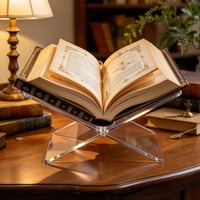 Support de livre pliable en acrylique transparent et présentoir stable pour livres de cuisine, livres d'invités et décoration de table basse