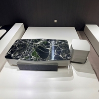 Table basse rectangulaire moderne en MDF gris 150 cm, ensemble de meubles de salon durables avec plateau carré de 38 cm et garantie d'un an