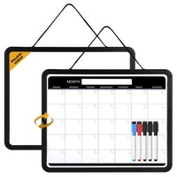 Petit calendrier mural en tableau blanc mensuel avec cadre en plastique, double face, mini tableau effaçable à sec