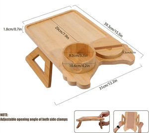 <span class=keywords><strong>Tavolino</strong></span> 4-in-1 per Bracciolo del Divano, Portabicchieri Extra Large in Bambù, Vassoio per Bracciolo del Divano con Rotazione a 360° °   Supporto Girevole per Telefono - Product Image 3