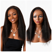 Perruque Lace Front Kinky Straight 100% Cheveux Humains, Dentelle HD Transparente, Pré-Pluckée avec Baby Hair, 13x 4x 6, Vente en Gros Direct Usine