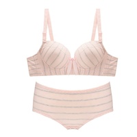 Sexy Junge Mädchen Coole Dünne BH-Slip-Kombination Stylisches Streifenmuster Polyester BH-Unterwäsche-Set