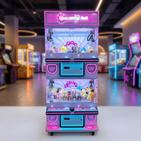 Machine à griffes d'arcade de style maison de poupée pour attraper les peluches, avec éclairage néon LED, à monnayeur