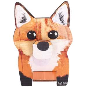 Wooden Cartoon Phone Holder <b>Desk</b> Rotatable Base <b>Retro</b> Color Cute Puppy Design Solid Wood Mobile Stand - Product Image 2