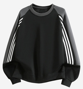 Men Custom <b>Sweatshirt</b> Heavy Weight Pullover <b>Long</b> Sleeve Cotton Stripe Crew Neck High Quality Streetwear Hoodie - Product Image 2