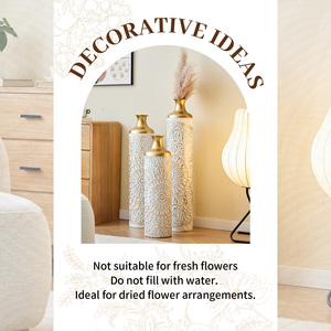 Floor Metal <b>Vase</b> Modern Style Decorative <b>Set</b> White Glazed <b>3</b> Piece Home Decoration Large Droplet Shaped - Product Image 5