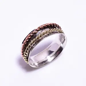 Twisting spinning band meditation ring handmade jewelry 925 sterling silver rings exporters suppliers