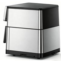 Friteuse à air intelligente moderne en acier inoxydable avec écran tactile, 10 programmes prédéfinis, température réglable, minuterie, panier antiadhésif, cuisson sans huile pour