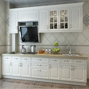 Gabinetes de cocina pequeños modernos Gabinetes de cocina de madera maciza blancos populares Gabinetes de cocina modulares