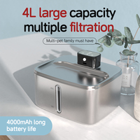 Distributeur d'eau pour chien 4L, alimenté par le réseau, à débit continu, détection intelligente, sans odeur, pièces lavables au lave-vaisselle, vente en gros OEM