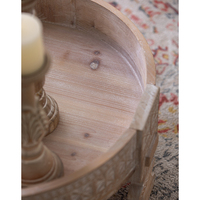 Table basse ronde rétro sculptée à motifs floraux en bois massif sculpté à la main
