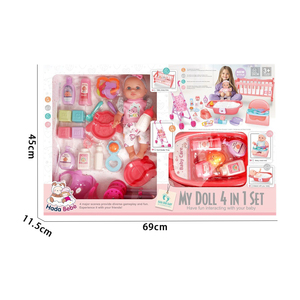 Poupée en vinyle <span class=keywords><strong>de</strong></span> 12 pouces, ensemble <span class=keywords><strong>4</strong></span> en 1 avec poussette, chaise haute, baignoire, berceau, accessoires d'alimentation, jeu d'imitation pour enfants, cadeau d'apprentissage précoce - Product Image 5