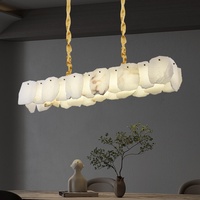 Lustre LED moderne de designer, tout en cuivre et marbre, de luxe, minimaliste, à hauteur réglable, pour salle à manger, salon, salon de thé, duplex, escalier