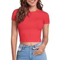 T-shirt court pour femme en coton de bambou écologique, style streetwear, avec logo personnalisé, coupe ajustée