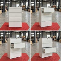 Armoire métallique latérale à 4 tiroirs avec serrure, gris clair, en acier, pour classement et rangement de documents de bureau