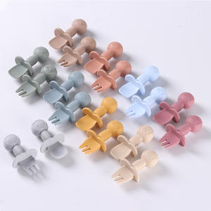 Carton ours bébé Silicone de qualité alimentaire formation cuillère et fourchette doux <span class=keywords><strong>Bap</strong></span> gratuit alimentation ensemble pour les enfants - Product Image 2