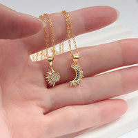 Collier de couple transfrontalier en argent sterling S925 plaqué or, design unique soleil et lune, collier superposé pour cadeaux romantiques