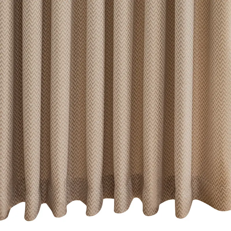 Obral herringbone katun rami tirai naungan tinggi baru kain naungan kamar tidur ruang tamu tirai jadi sederhana