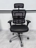 Chaise de bureau de direction moderne à dossier haut, pivotante, en maille et cuir, avec accoudoirs, design ergonomique, hauteur réglable
