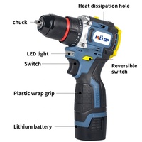 Perceuse Sans Balais 16.8V, Marteau Électrique à Batterie Lithium, Perceuse à Percussion Sans Fil Portable, Kit Milwaukee avec Garantie 6 Mois