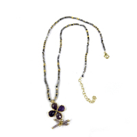 Colliers pour femmes en pierres naturelles de haute qualité, design tendance 2026, pendentif fleur en pierre naturelle, perles de cristal, améthyste, pierre de soleil