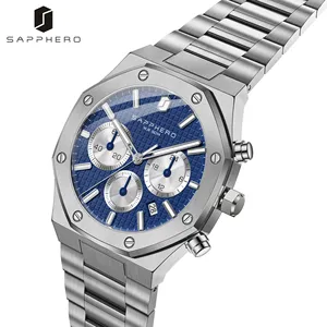 Orologio da uomo <span class=keywords><strong>SAPPHERO</strong></span> Orologio impermeabile Funzione cronografo Data Lancette luminose Orologio in acciaio inossidabile Orologio da lavoro per uomo Regalo - Product Image 2