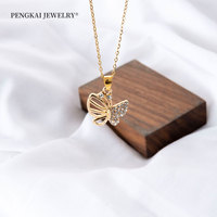 PT058-059 Collier Chaîne Papillon Plaqué Or Hypoallergénique en Acier Inoxydable, Bijou Bohème & Quotidien, Cadeau de Luxe pour Femme